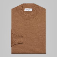 Gran Sasso -  Thick mock turtleneck wool sweater desert sand