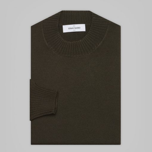 Gran Sasso -  Thick mock turtleneck wool sweater jungle green