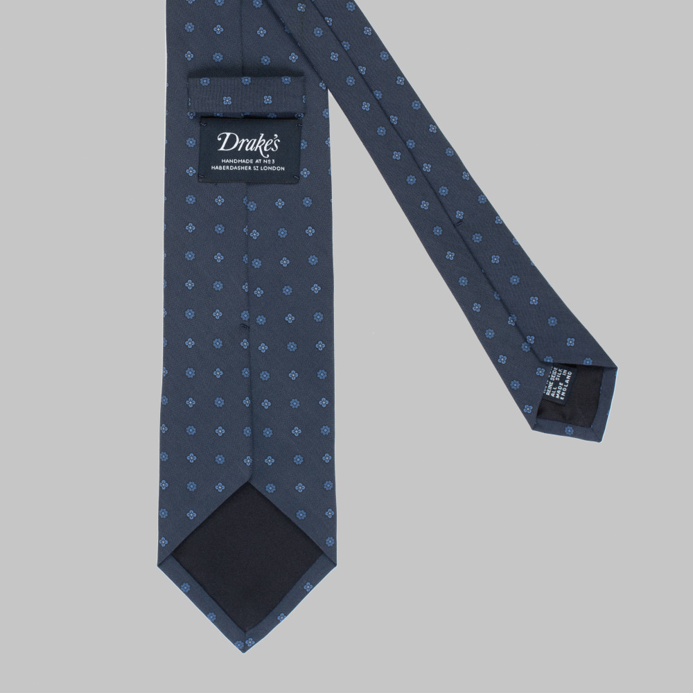 Drake's - Floral print silk tie navy blue - simonskotto