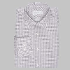 Simon Skottowe - Printed semi slim poplin shirt white base