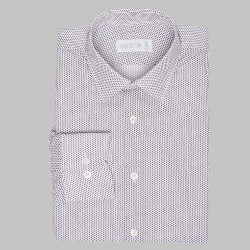 Simon Skottowe - Printed semi slim poplin shirt white base