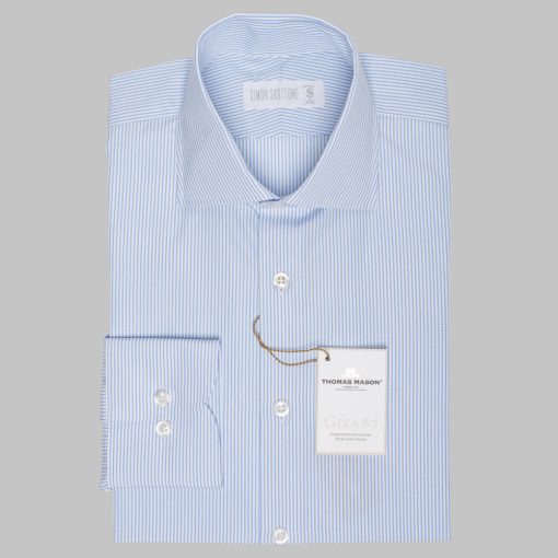 Simon Skottowe - GIZA 87 STRIPED SEMI SLIM SHIRT LIGHT BLUE